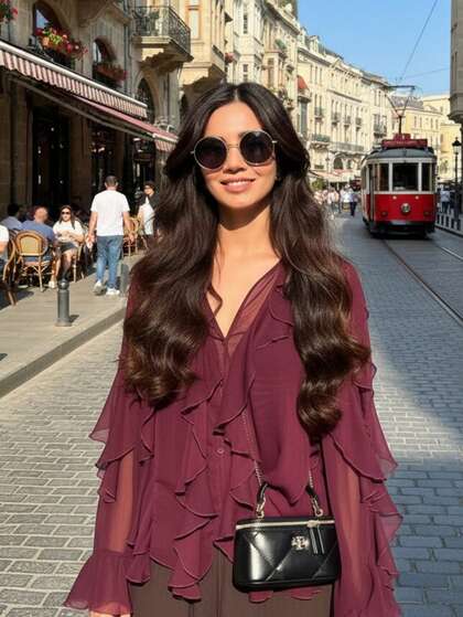 Blusa GMFP informal, elegante, holgada, a la moda, de color liso, para fiesta de Año Nuevo/Navidad, de manga larga, con volantes en capas