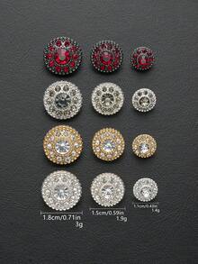 10 Pieces Of Round Fully Beaded Golden Small Buttons For Shirt, Cardigan, Dress, Coat, Sweater, Jacket Decoration Hand-Sewn Button Hand-Held Flower Gift Box Shoe Hat Luggage DIY Accessories - Multicolor - View 7