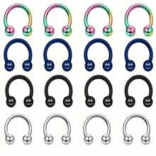 16件套不锈钢C形马蹄形唇环鼻环耳环，身体穿刺饰品 - C型鼻環 - 查看 2