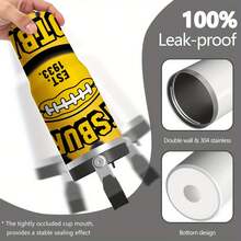 1pc 30oz Stainless Steel Insulated Car Mug. American Football Graphic Print. Beautiful And Practical, Meeting Daily Hydration Needs. A Great Gift For Fans, Especially For Family And Friends On Holidays Or Birthdays. Gray Lid With Handle. - Multicolor - View 2