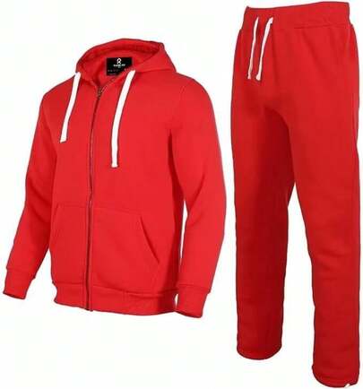 Men's Track Suit Set 2 Pieces, Thick Fleece Hoodie Sweatsuit, Casual Winter Warm Outfit