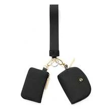 Dual Pouch Wristlet Mini Zip-Around Wallet For Women – Portable Coin Purse & Card Holder, Detachable Wrist Lanyard Keychain, Compact Mini Wallet For Travel, Daily Carry, Keys, Cards & Small Essentials, Perfect Christmas Stocking Stuffer Gift - 黑色 Glod - 查看 1