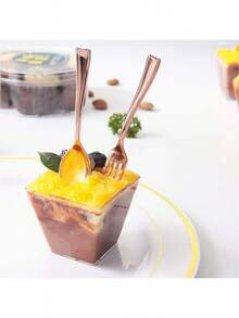 Mini Gold Appetizer Forks And Spoons, Suitable For Tasting Appetizers, Cocktail Appetizers, Charcuterie Boards, Wedding Receptions - Gold - View 7