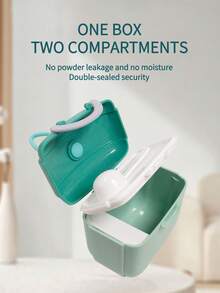 KUNT 450ml Double-Layer Milk Powder Container, Portable Baby Milk Powder Storage Box, Minimalist Design With Included Scoop - Multicolor - View 8