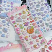 Pegatinas 3D con relieve de dibujos animados, pegatinas divertidas, pegatinas con relieve, pegatinas impermeables de alta calidad, decoraciones lindas, pegatinas de gemas de cristal, pegatinas lindas para botellas de agua, planificadores, cuadernos, regalos para niñas, regalos navideños