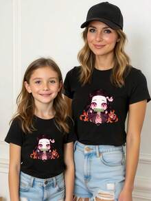 Tween Girls T-Shirts Boy Graphic Tee Tween Girl Mother Day Casual Leopard Letter Heart Pattern Round Neck Short Sleeve T-Shirt Mommy And Me Matching Outfits Tween Girls T-Shirts School Girl Outfit Young Boys Shirts Kids Boys Clothing Ropa Para Niña Graphic Tees For Boys Matching Family Outfits Christmas Graphic T-Shirt - 黑色2 - 查看 10