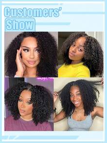 1 束 8-22 英寸自然黑色杰瑞卷曲非洲裔人发接发，双层缝制，金色丝线缠绕，专为女性设计 - Natural Black - 查看 6