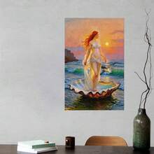 Framed Aphrodite Rising Goddess Of Love And Beauty Print,Birth Of Venus Whimsical Goth Wall Art,Coastal Ocean Decor,Esoteric Divine Femininity Gift Home Living Room Office Wall Decor, Perfect Gift And Wall Decoration - Đóng khung - Xem 5