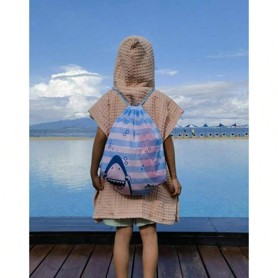 Cotton u2018 Towels with Hood Bath Beach Pool Hooded Towel Poncho Swim Cover - ups with Drawstring Bag - rosa - Ver 1