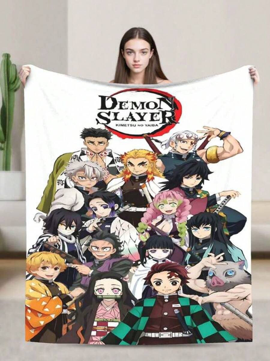2025 Boże Narodzenie Demon Merch Slayer Miękki i wygodny ciepły koc wełniany wentylator odpowiedni do pokoju, sofy, łóżka, samochodu, wycieczki kempingowej, dekoracji sofy, prezentów - Wielokolorowe - Zobacz 1