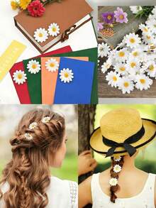 50/100/200 piezas de 4cm de cabezas de flores de margarita blanca de seda, material de flores de margarita artificial, decoración de ramos de boda, manualidades DIY, regalos de boda, props de fotografía, regalos de flores falsas, celebraciones de cumpleaños y graduación, decoración de confeti de boda, decoración de jardín, decoración de sombreros, decoración de mesas de fiesta, decoración de otoño, decoración de bodas. - Blanco - Ver 3