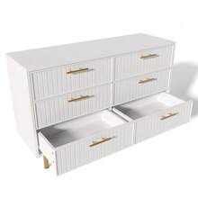 6-Drawer Chest Of Drawers, White Sideboard/Chest Of Drawers For Bedrooms And Living Rooms, White - H75/W120/D40 Cm - White - View 7