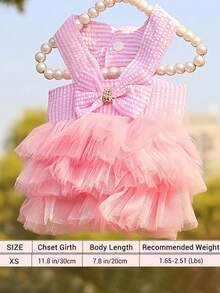 宠物狗薄纱连衣裙，轻薄网纱裙，时尚可爱公主风，透气轻盈舒适，适合博美犬、比熊犬、泰迪熊、约克夏梗、雪纳瑞、猫咪等。送给爱宠人士的最佳礼物。 - 粉色 - 查看 12