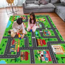 Kids Carpet Playmat Rug, Car Rug For Kids Cars, Non-Slip Town City Road Map Kids Rug For Playroom Bedroom Boys, Kids Car Mat Road Rug, Track Rug Car Play Rug For Kids