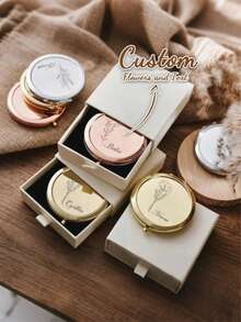 Gương trang điểm nhỏ gọn bằng thép không gỉ khắc tên cá nhân, trang trí họa tiết hoa sinh nhật - Có thể tùy chỉnh tên, món quà lý tưởng cho phụ nữ, phù dâu, đám cưới, sinh nhật, Giáng sinh, thanh lịch và nhỏ gọn, có thể dùng như gương bỏ túi, quà tặng cá nhân hóa. - Nhiều màu - Xem 2