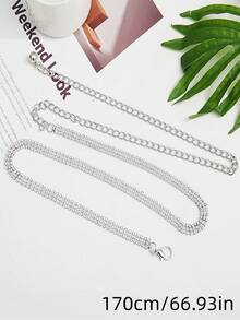 1 PC Women's Fashionable Rhinestone Waist Chain, Simple And Versatile Metal Belt, Suitable For Daily Wear, Parties And Halloween.