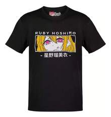 Anime Oshi No Ko Ruby Hoshino Banner White Letters T-Shirt - màu đen - Xem 1