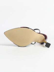 Jin Bei Qi 女士尖头极简绑带漆皮豹纹高端舒适高跟凉鞋，适合夜店、正式场合、户外活动，优雅、奢华、时尚、性感，适合高端社交名媛派对，酒红色 - 酒紅色 - 查看 9