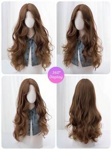 SHUDUO 1款4*1蕾丝前额假发，波浪形蕾丝前额假发，中分假发，棕色半编发日常自然款，时尚浪漫逼真假发（不含配件） - 棕色 - 查看 6