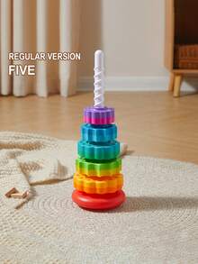 一套彩虹叠叠旋转塔 - 翻滚益智玩具，适合12个月以上宝宝早教启蒙新年礼物 - 彩色 - 查看 11