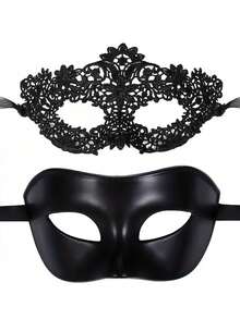 2pcs Sexy Party Masks, Suitable For Parties, Balls, Halloween Celebrations, Unisex Black Alluring Masks - Multicolor - View 5