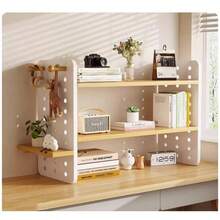 Desktop Shelving Students To Learn Organize Shelves Computer Desk Multi-Layer Hole Board Tabletop Solid Wood Bookshelf Organizer - As Pic - View 4