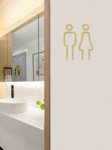 No Drilling, Easy To Install 3D Acrylic Men's And Women's Restroom Signs With Adhesive Backing - Multicolor - View 10