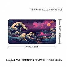 大型日式海浪游戏鼠标垫 - 防滑、可水洗橡胶底座桌垫，饰以鲜艳的蓝红色《神奈川冲浪里》图案，是游戏玩家和专业人士的理想之选。加长加厚桌垫，防滑底座，耐用织物面料。 - 彩色 - 查看 13