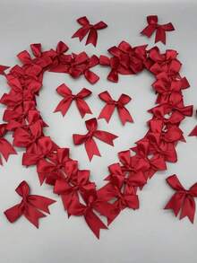 30/50个缎带蝴蝶结，红色蝴蝶结，适用于派对手工、礼品包装、生日婚礼礼物装饰、DIY发夹配饰、鲜花包装、派对DIY蝴蝶结装饰、生日派对烘焙装饰、派对小礼物、圣诞节装饰、礼品包装装饰、圣诞装饰 - 酒紅色 - 查看 6