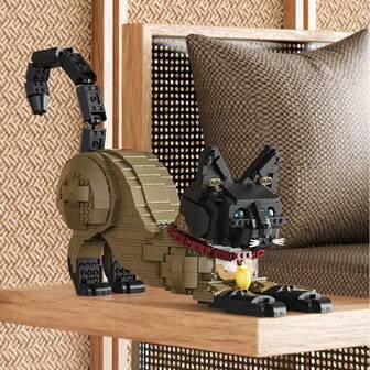 1100/800 st. siames- och kalikötkattbyggklossar, gör-det-själv-djurbyggklossar, samlarbara kattmodeller, dekorativa figurer, lämplig för vuxna och tonåringar, födelsedags-/jul-/alla hjärtans dag-presenter