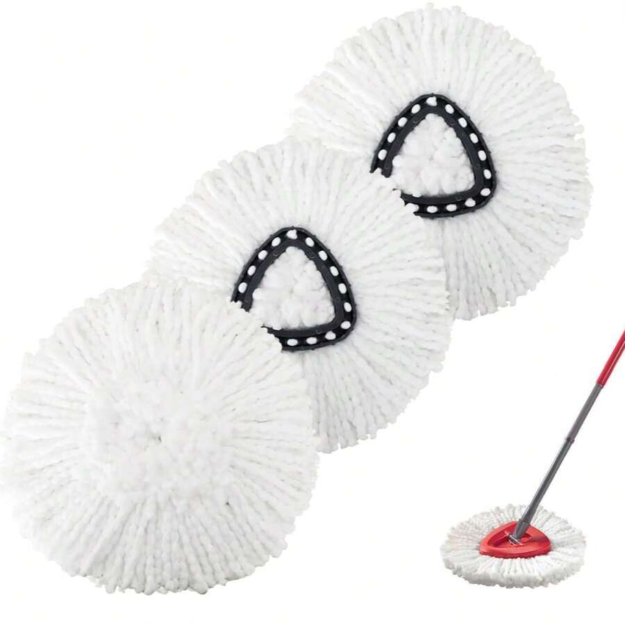 3 Pack Microfiber Mop Replacement Heads Spin Mop Refills Easy Cleaning Mop Head Replacement - White - View 1