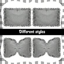 Euro Sham Pillow Covers - 2PCS European Plaid Ruffle Throw Pillow Sham For Sofa Couch, Black Bow Tie Gingham Buffalo Check Cushion Cover Decoration For Bed Bedroom Living Room (31.5\ X 24.2\),31.5inchx24.2inch(Packof2),Black - 黑色 - 查看 6