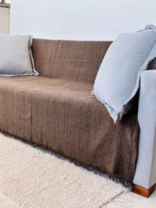 Set Of 2 Throws For Sofa Or Bed, 100% Cotton, Size 210x120, Decorative And Protective Cover For A New And Elegant Home - 巧克力棕 - 查看 5