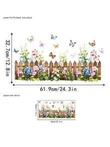 1pc Rose Vine Trellis Floral Wall Sticker, Romantic Garden Theme Red & Pink Rose Wall Decal, Butterfly Floral Pattern Self-Adhesive Wall Sticker, Suitable For Bedroom, Living Room, Hallway, Cabinet, Home Office, Classroom, Nursery, Greenhouse Decor - Multicolor - View 10