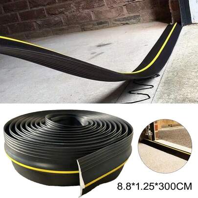 1PC 10FT 3M Black Garage Door Seal Strip Floor Rubber Threshold DIY Weatherproof Strips Garage Door Bottom Sill Seal For Garage Doors Floor Doors