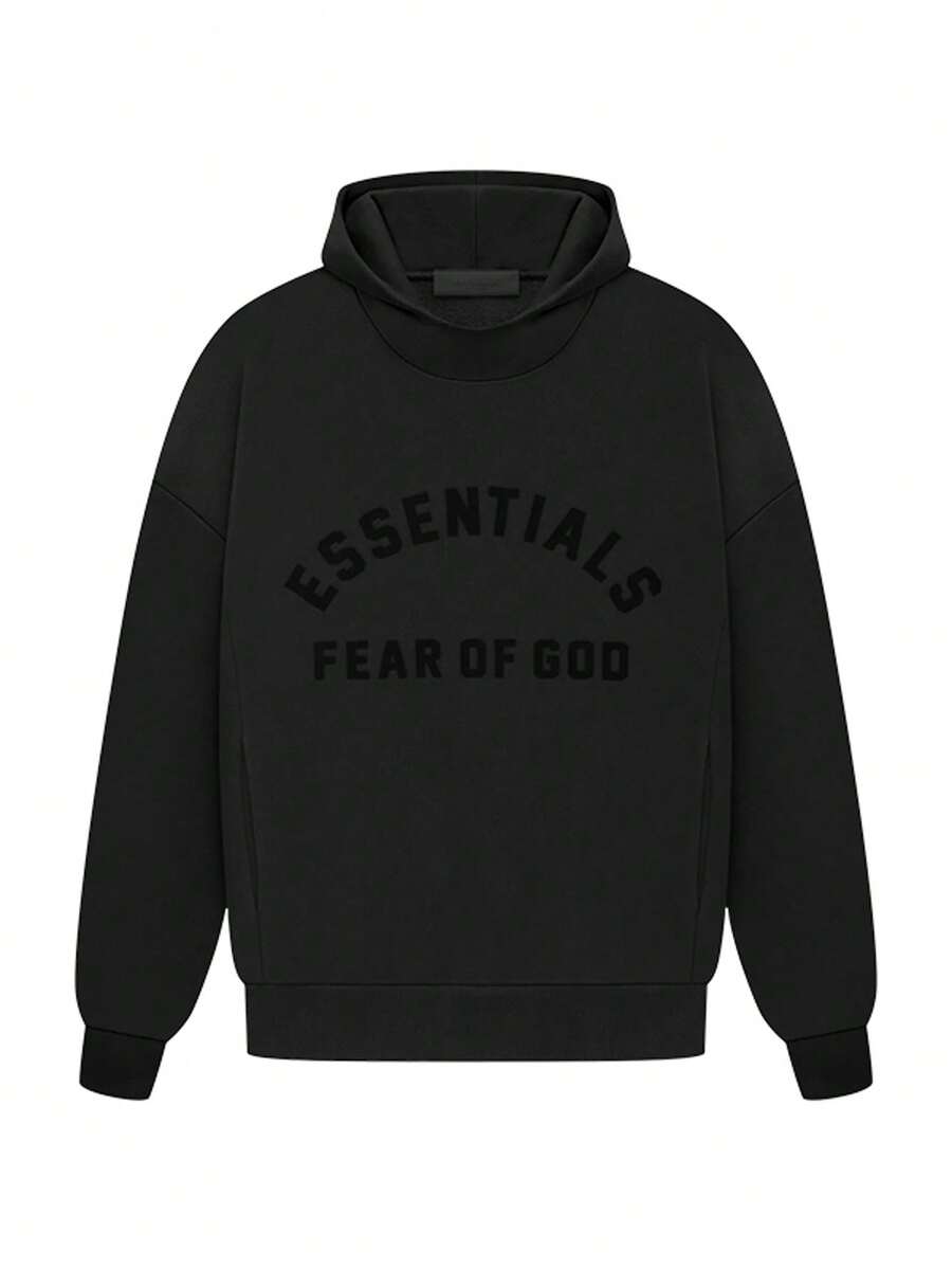 Essentials FEAR OF GOD ESSENTIALS Unisex Fit Fleece Hoodie Scorched Earth Season 24 Hoodies Men Hoodie Oversized Casual Street Fce Structured Double-Layer Hood Ribbed Cuffs Zip Hem Side Pockets Logo Heather Sweatshirt Daily Autumn Winter Casual Men Long Sleeve Tops Black Khaki