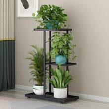 3-Tier White Plant Stand For Indoor And Outdoor Use, Metal Flower Stand, Corner Plant Stand, Plant Table, Tiered Plant Holder Display Rack For Patio, Living Room, Bedroom, Balcony, Garden - 黑色 - 查看 1