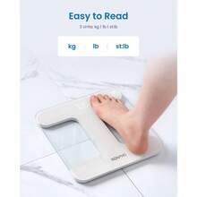 Bscula de bao para peso corporal, bscula de pesaje para personas, bscula corporal con pantalla brillante, ms precisa hasta 0.01 libras, bateras incluidas, capacidad de 400 lbs/180 kg, - blanco - Ver 5