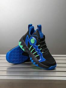 1 Pair Kids' Basketball Shoes, Outdoor Sports Shoes, Casual Shoes, Comfortable New Fashion Colorblock Breathable Mesh - Blue - View 10
