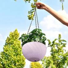 1/2 سلة معلقة بلاستيكية - تصميم بيضاوي مخطط، قوية ومقاومة للطقس للاستخدام الداخلي والخارجي، أصيص زهور معلق للحديقة والشرفة والفناء، مع سلسلة مرفقة، سطح مطلي مخطط للاستخدام الداخلي والخارجي - متعدد الألوان - مشاهدة 3