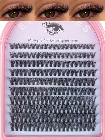 200 piezas de pestañas individuales en racimos, rizo D, 30D, pestañas individuales difuminadas, pestañas en racimos difuminadas cruzadas y suaves para uso diario, extensión de pestañas DIY en casa