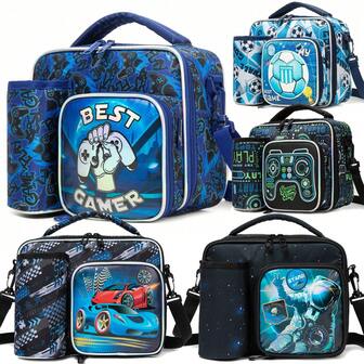 Bolso bandolera para niños lindos, bolsa de almuerzo aislada para mantener caliente y fresco para niños, con correa de hombro ajustable