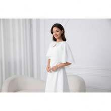 Chiffon Shawl Wraps Shrug For Evening Dress Wedding Cape Cover Up - 白色 - 查看 2