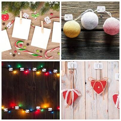 60 Pieces Decorating Hook Clips Holiday Hook Clips Decorating Clips String Lights Multi - Function Decoration Hanging Clip Home School Outdoor White