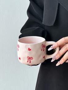 Conjunto de 1 xícara e pires de cerâmica com laço rosa, elegante xícara e pires de cerâmica floral, delicada xícara para chá da tarde, xícara para leite no café da manhã em casa, xícara para água, xícara para suco, xícara para café no escritório, xícara para café saudita, xícara para presente - Multicolorido - Ver 14