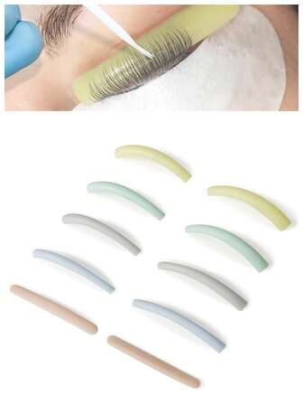 PERMANIA 5对装美睫垫，日式莫兰迪彩色美睫垫，适合中短睫毛，可重复使用，适用于美睫沙龙和DIY美睫。