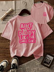 Summer Casual Printed Crew Neck Short Sleeve T-Shirt, Suitable For Girls And Children - Minimalist Fashion English Letter Artistic Style T-Shirt, Inspiring Imagination And Self-Expression! Children's Wear, Girls Graphic Tee, Summer Top, Teen Clothing - Pink - View 8