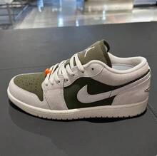 Nike 1双男士AJ1低帮复古休闲篮球鞋 - 橄欖綠/杏色 - 查看 9