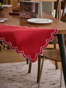 1/2/4/6件装中国复古刺绣餐垫，红色波浪蕾丝长方形餐桌垫，防滑杯垫，适用于节日、派对、生日、婚礼、晚宴、家居装饰，四季皆宜 - 紅色 - 查看 4