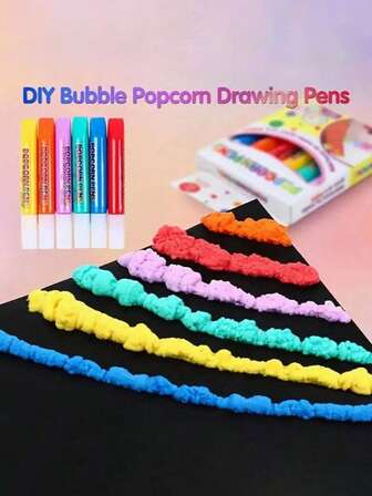 6 Bubble Pens, Popcorn Pens, Drawing Pens, Decompression Fun Watercolor Pens, DIY Greeting Cards And 3D Magic Signs Of Graffiti, Gel Pens, Watercolor Pens, Offices, Homecoming Season, Easter